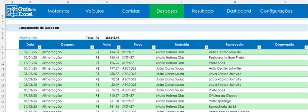 Planilha Motorista de Aplicativo Excel Gratuita Planilha Uber 5