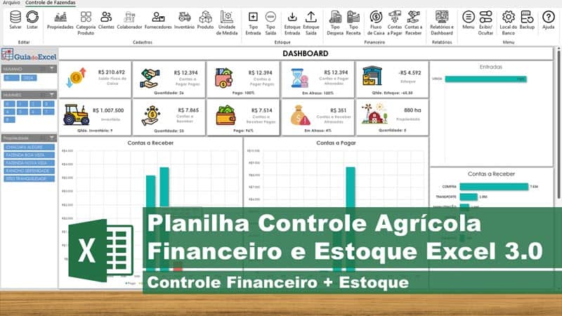 Planilha de Controle Financeiro e Estoque Agrícola Excel 3.0 capa