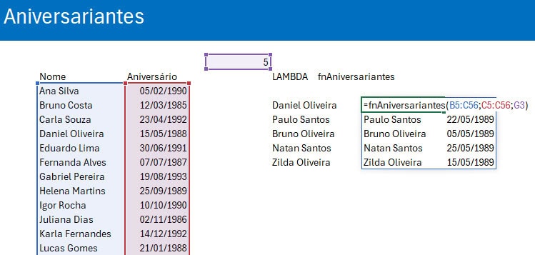 lambda aniversariantes excel 3