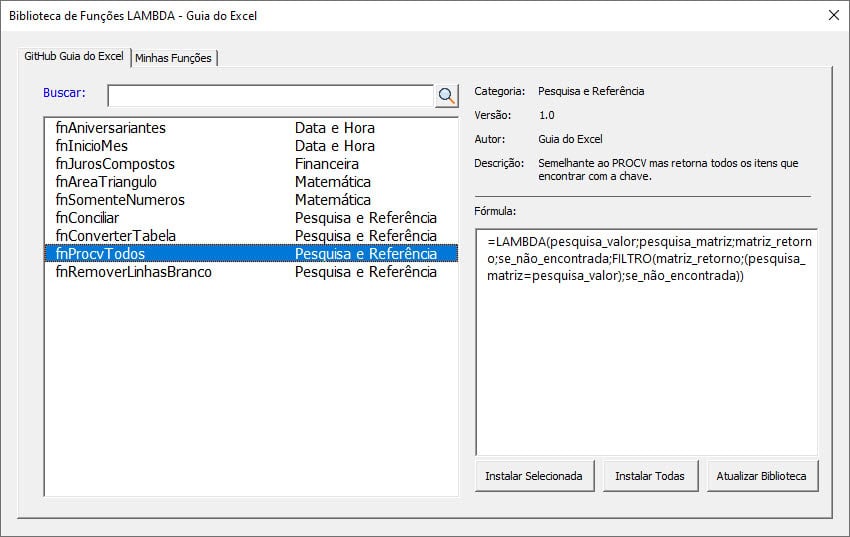 instalar funções lambda excel